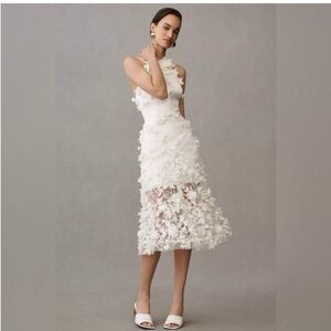 NWT Helsi Dress Camilla Midi Halter 3D Floral Appliqué in Ivory